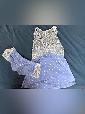 Adore Me Lavender Polka Dot Lace Trim Sleep Set